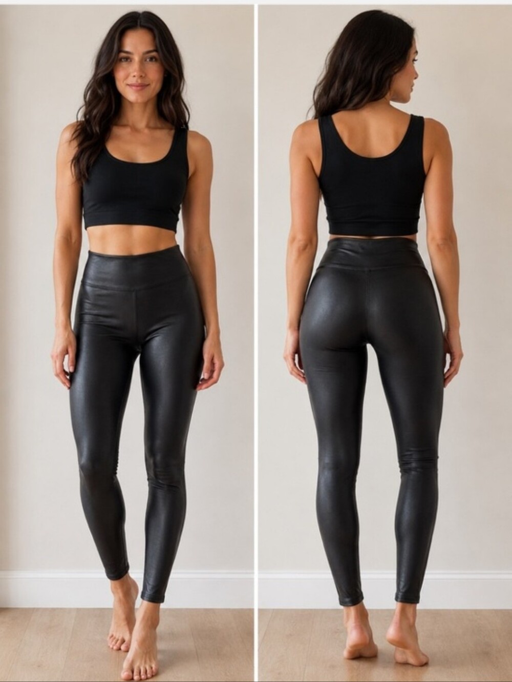 Spanx Faux leather leggings High-rise waist Smoothing and Compression M